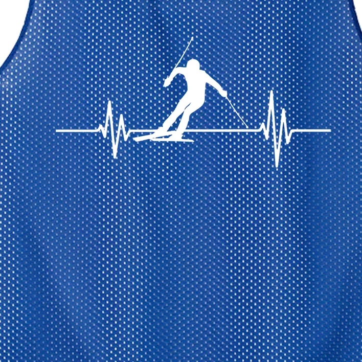 Skiing Ski Heartbeat For Skiers Winter Sports Fans Cute Gift Mesh Reversible Basketball Jersey Tank