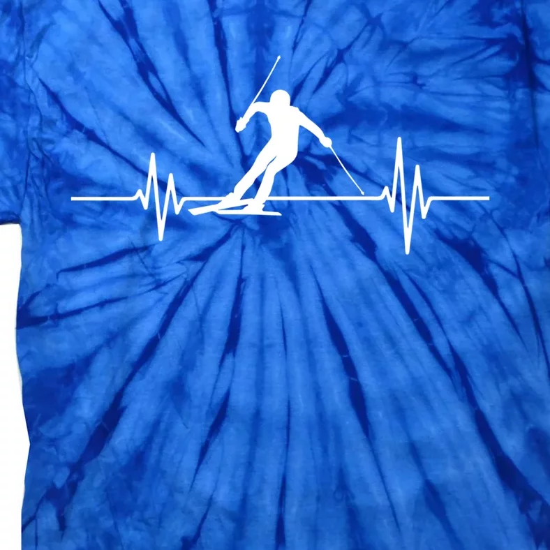 Skiing Ski Heartbeat For Skiers Winter Sports Fans Cute Gift Tie-Dye T-Shirt