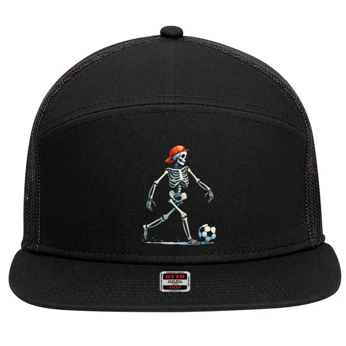 Skeleton Soccer Halloween Costume 7 Panel Mesh Trucker Snapback Hat