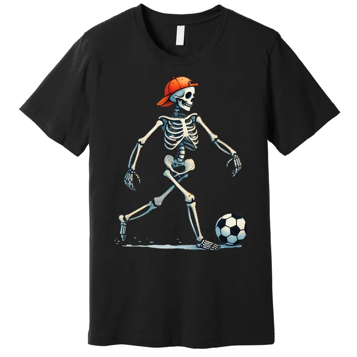 Skeleton Soccer Halloween Costume Premium T-Shirt