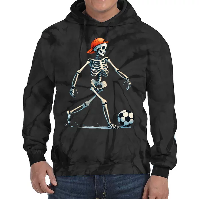 Skeleton Soccer Halloween Costume Tie Dye Hoodie