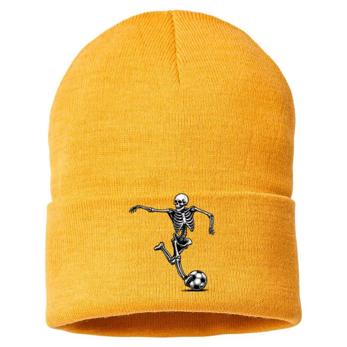 Skeleton Soccer Halloween Costume Funny Sustainable Knit Beanie