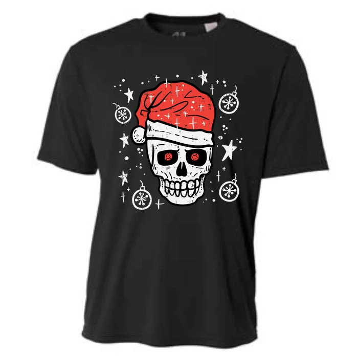 Skull Santa Hat Funny Christmas Xmas Pajama Gift Cooling Performance Crew T-Shirt