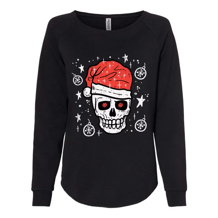 Skull Santa Hat Funny Christmas Xmas Pajama Gift Womens California Wash Sweatshirt