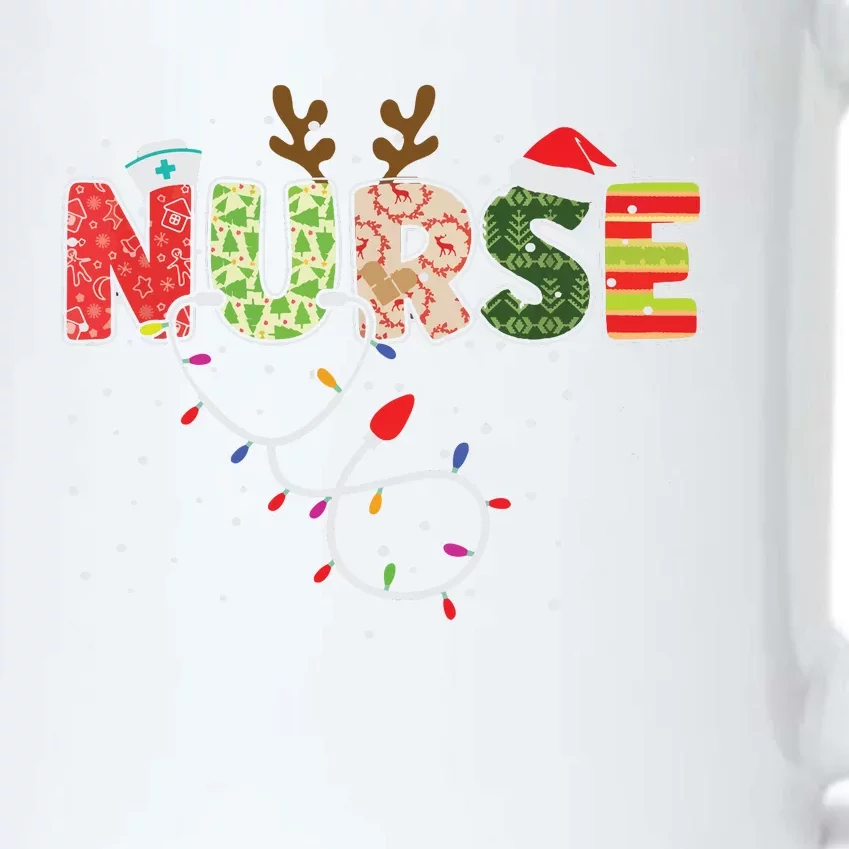 Stethoscope Santa Hat Reindeer Xmas Christmas Nurse Black Color Changing Mug