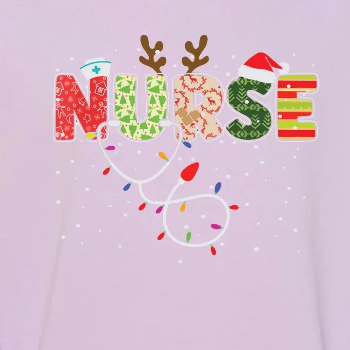 Stethoscope Santa Hat Reindeer Xmas Christmas Nurse Garment-Dyed Sweatshirt