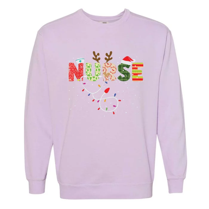 Stethoscope Santa Hat Reindeer Xmas Christmas Nurse Garment-Dyed Sweatshirt