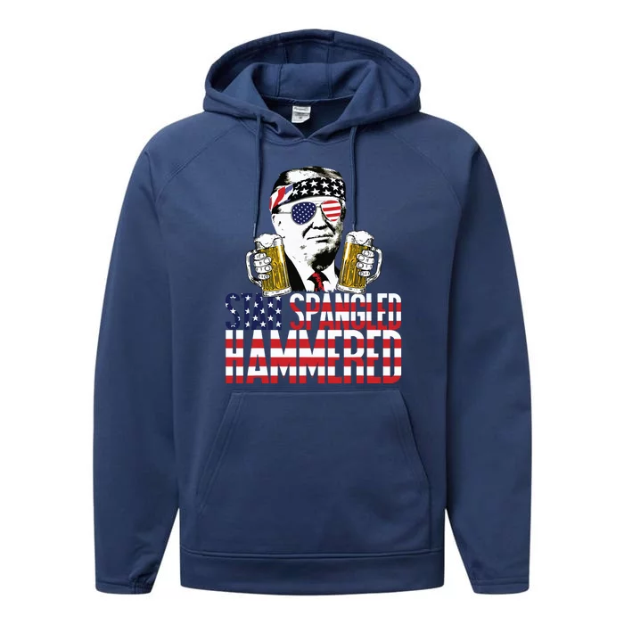 Star Spangled Hammered President Donald Trump Beer Lover Performance Fleece Hoodie