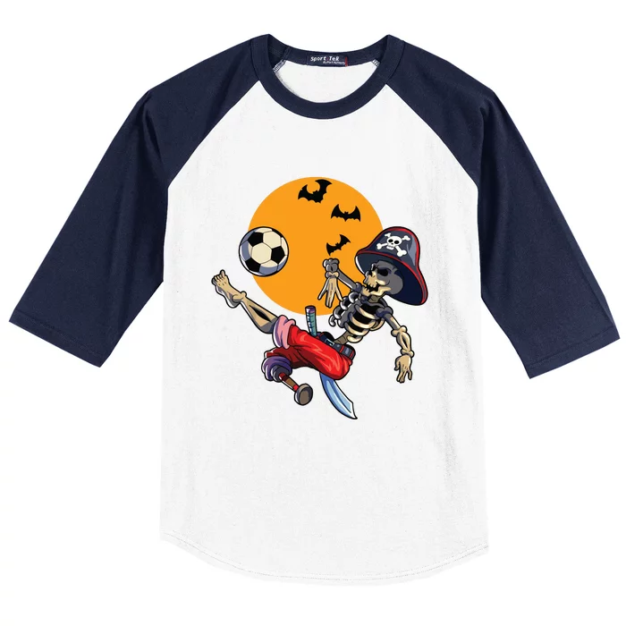 Soccer Skeleton Halloween Boy Soccer Pirate Halloween Baseball Sleeve Shirt