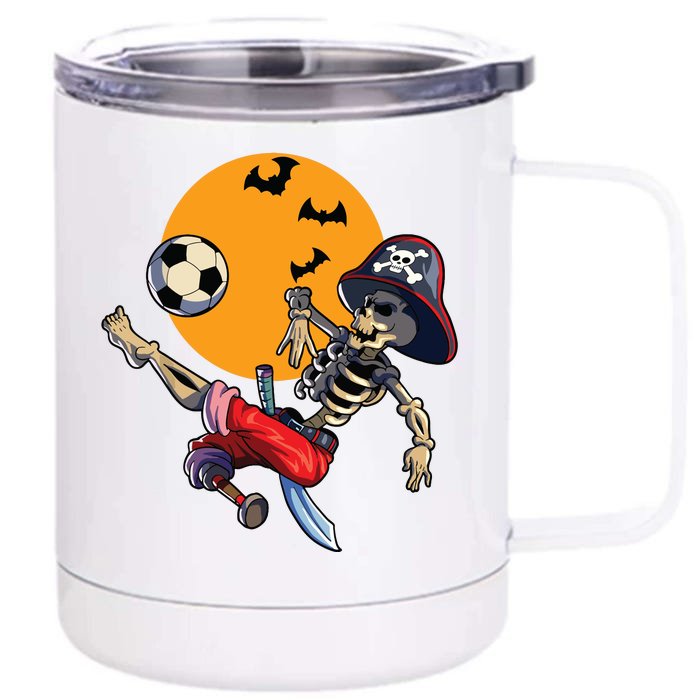 Soccer Skeleton Halloween Boy Soccer Pirate Halloween Front & Back 12oz Stainless Steel Tumbler Cup