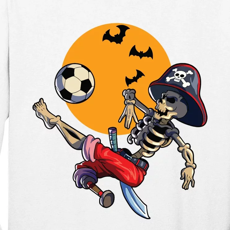 Soccer Skeleton Halloween Boy Soccer Pirate Halloween Tall Long Sleeve T-Shirt