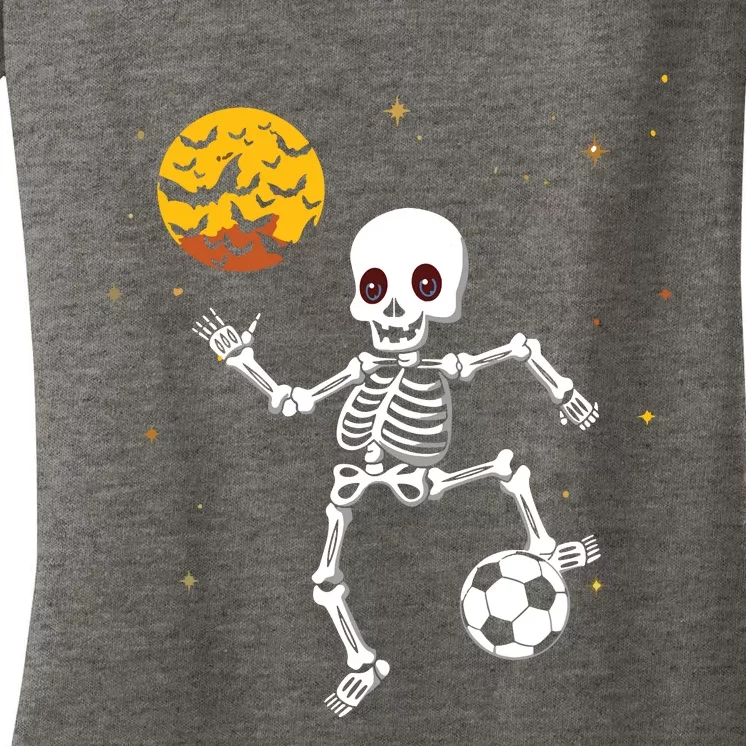 Soccer Skeleton Halloween Soccer Player Halloween Women's V-Neck T-Shirt