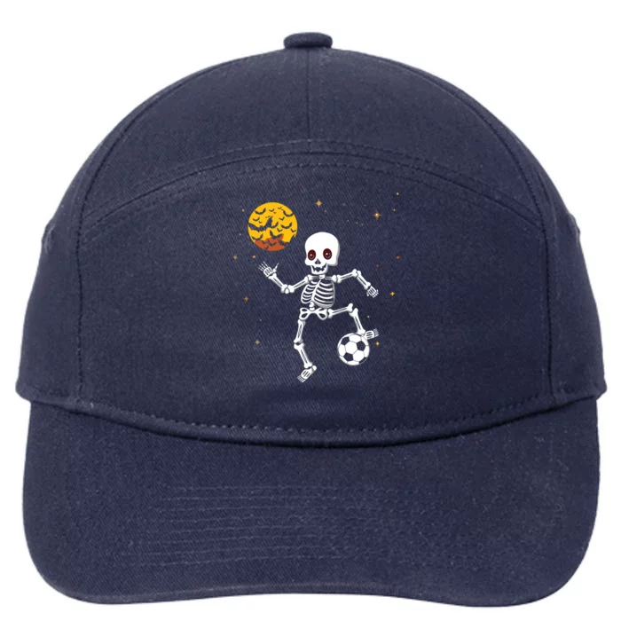 Soccer Skeleton Halloween Soccer Player Halloween 7-Panel Snapback Hat