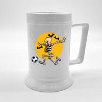 Soccer Skeleton Halloween Boy Soccer Player Halloween Beer Stein