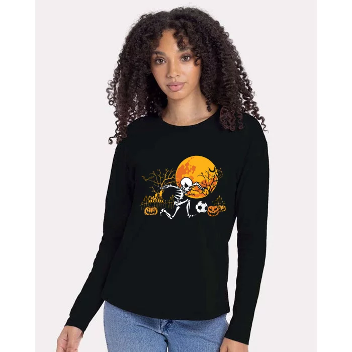 Soccer Skeleton Halloween Boy Soccer Player Halloween Womens Cotton Relaxed Long Sleeve T-Shirt