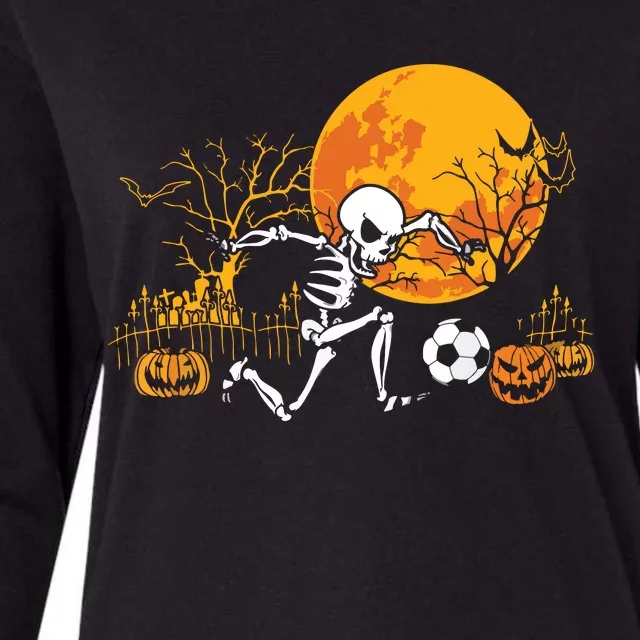 Soccer Skeleton Halloween Boy Soccer Player Halloween Womens Cotton Relaxed Long Sleeve T-Shirt