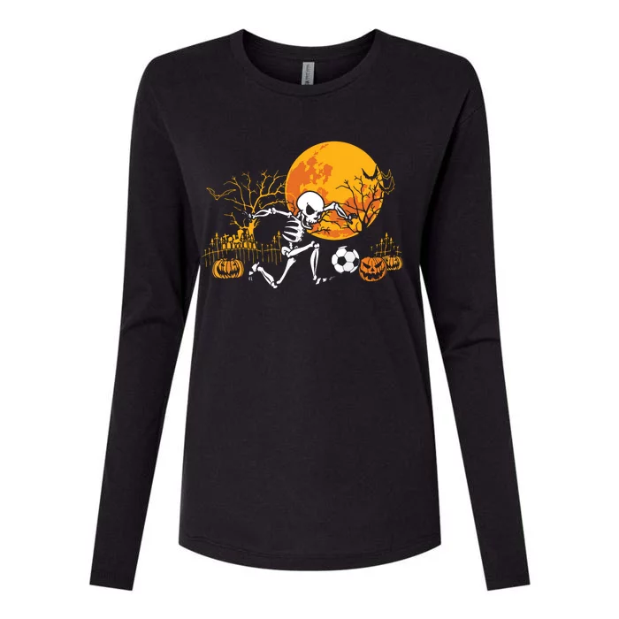 Soccer Skeleton Halloween Boy Soccer Player Halloween Womens Cotton Relaxed Long Sleeve T-Shirt