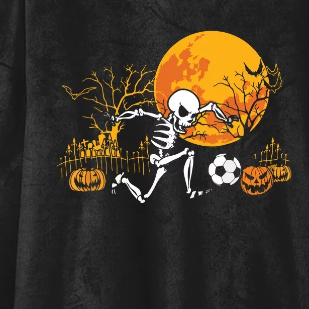 Soccer Skeleton Halloween Boy Soccer Player Halloween Hooded Wearable Blanket