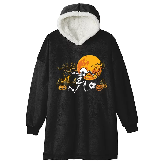 Soccer Skeleton Halloween Boy Soccer Player Halloween Hooded Wearable Blanket