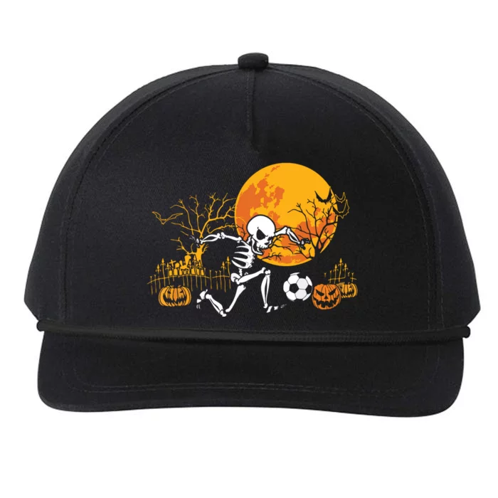 Soccer Skeleton Halloween Boy Soccer Player Halloween Snapback Five-Panel Rope Hat