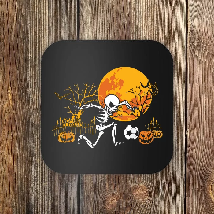 Soccer Skeleton Halloween Boy Soccer Player Halloween Coaster