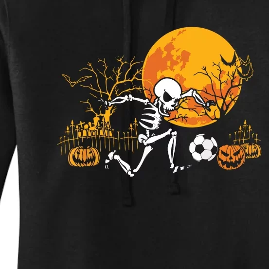 Soccer Skeleton Halloween Boy Soccer Player Halloween Women's Pullover Hoodie