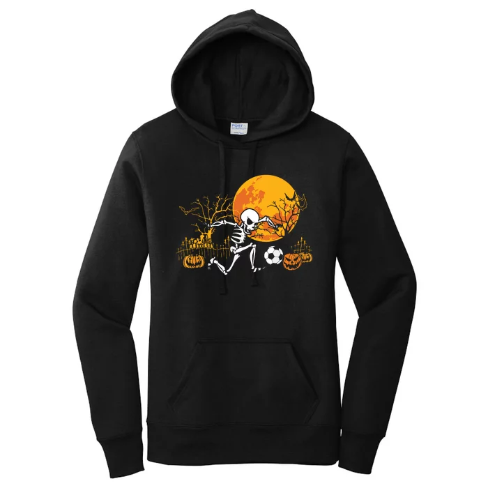 Soccer Skeleton Halloween Boy Soccer Player Halloween Women's Pullover Hoodie