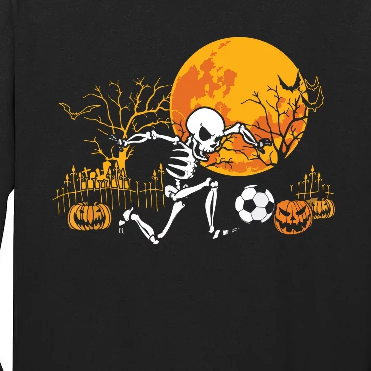 Soccer Skeleton Halloween Boy Soccer Player Halloween Tall Long Sleeve T-Shirt