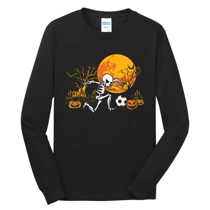 Soccer Skeleton Halloween Boy Soccer Player Halloween Tall Long Sleeve T-Shirt