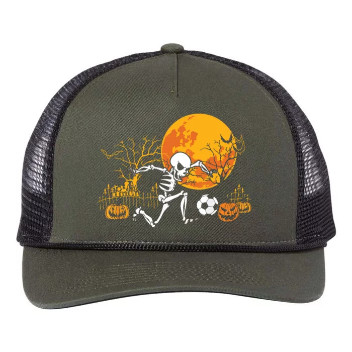 Soccer Skeleton Halloween Boy Soccer Player Halloween Retro Rope Trucker Hat Cap