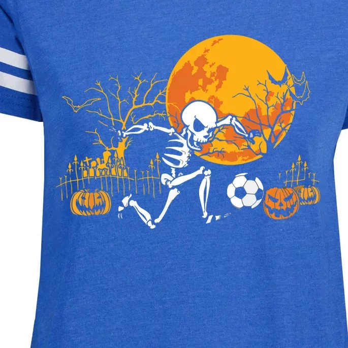 Soccer Skeleton Halloween Boy Soccer Player Halloween Enza Ladies Jersey Football T-Shirt