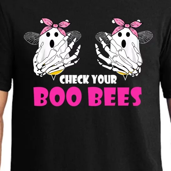 Skull Skeleton Hand Check Your Boo Bees Breast Cancer Fight Cute Gift Pajama Set