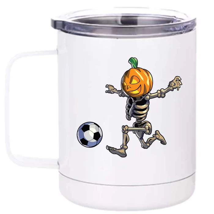 Soccer Skeleton Halloween Boy Soccer Halloween Front & Back 12oz Stainless Steel Tumbler Cup