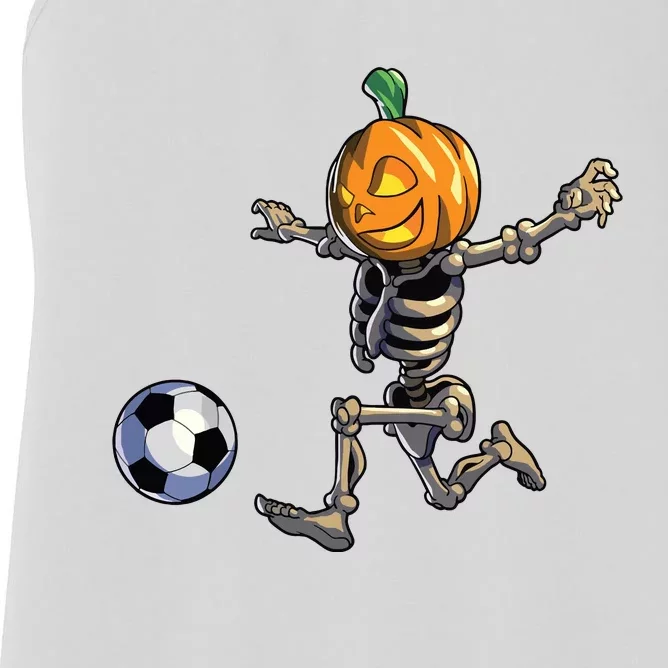 Soccer Skeleton Halloween Boy Soccer Halloween Women's Racerback Tank