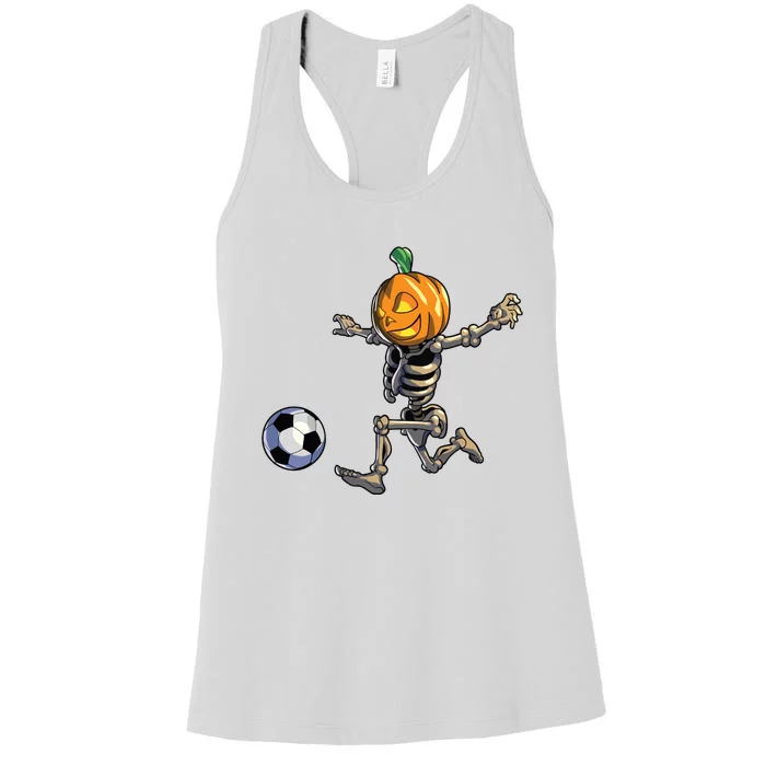 Soccer Skeleton Halloween Boy Soccer Halloween Women's Racerback Tank