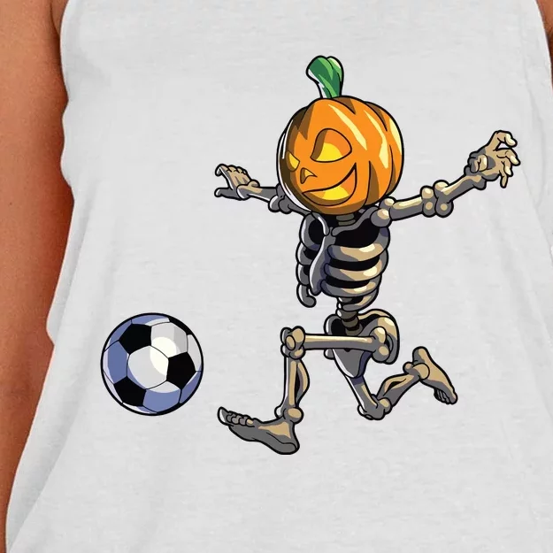 Soccer Skeleton Halloween Boy Soccer Halloween Women's Knotted Racerback Tank