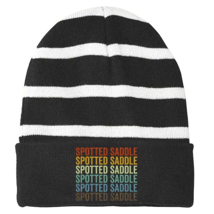 Spotted Saddle Horse Retro Striped Beanie with Solid Band