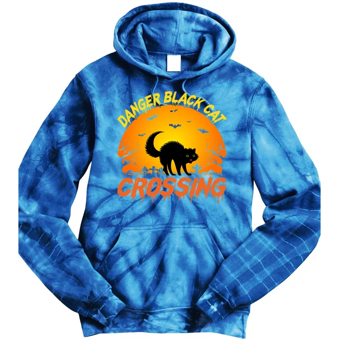 Scary Spooky Halloween Graveyard Cat Crossing Great Gift Tie Dye Hoodie