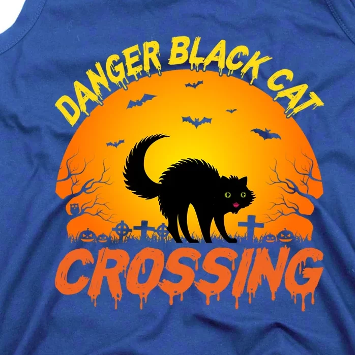 Scary Spooky Halloween Graveyard Cat Crossing Great Gift Tank Top