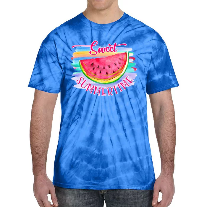 Sweet Summertime Hello Summer Vibes Beach Vacay Watermelon Great Gift Tie-Dye T-Shirt