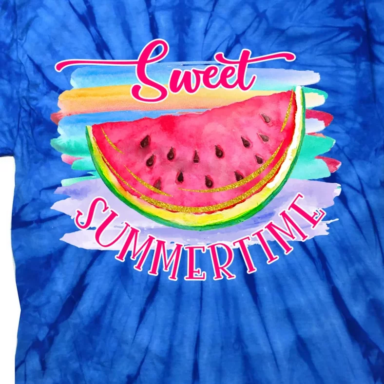 Sweet Summertime Hello Summer Vibes Beach Vacay Watermelon Great Gift Tie-Dye T-Shirt