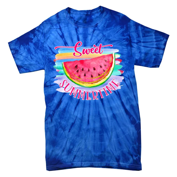 Sweet Summertime Hello Summer Vibes Beach Vacay Watermelon Great Gift Tie-Dye T-Shirt