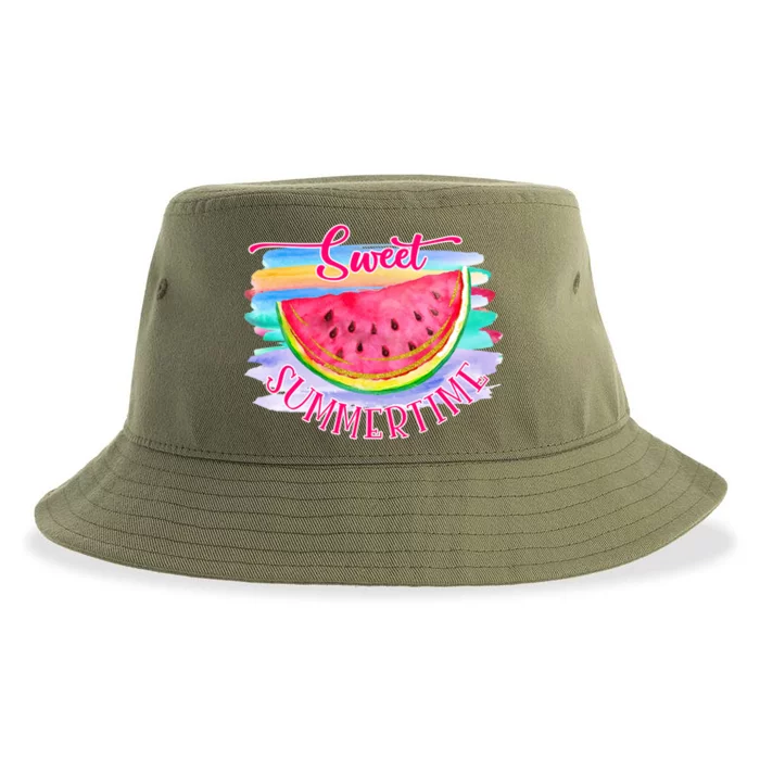 Sweet Summertime Hello Summer Vibes Beach Vacay Watermelon Great Gift Sustainable Bucket Hat