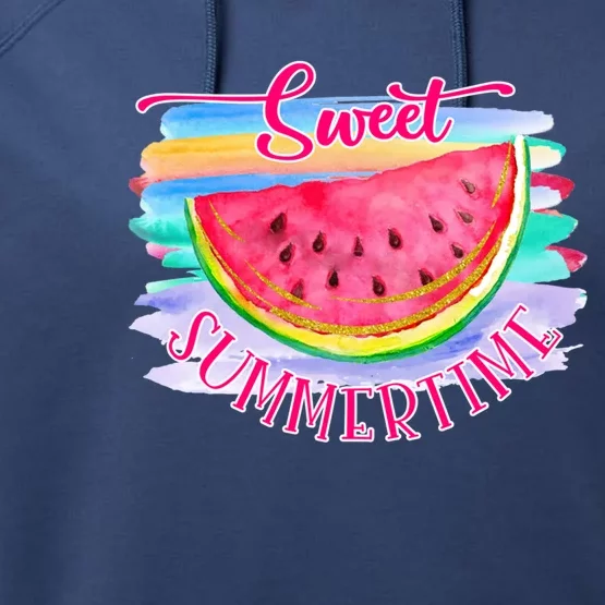 Sweet Summertime Hello Summer Vibes Beach Vacay Watermelon Great Gift Performance Fleece Hoodie