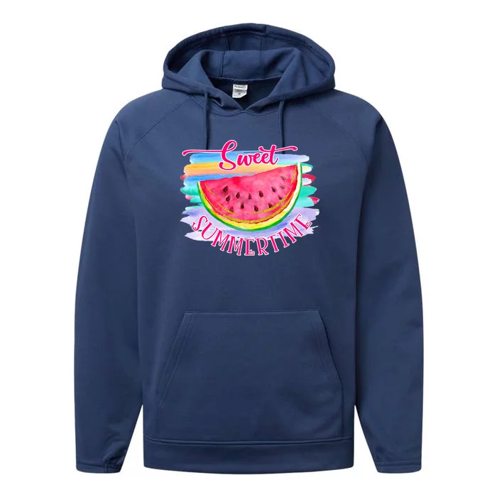 Sweet Summertime Hello Summer Vibes Beach Vacay Watermelon Great Gift Performance Fleece Hoodie