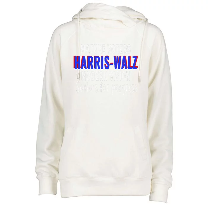 Seniors Support Harris Walz 2024 Election Womens Funnel Neck Pullover Hood