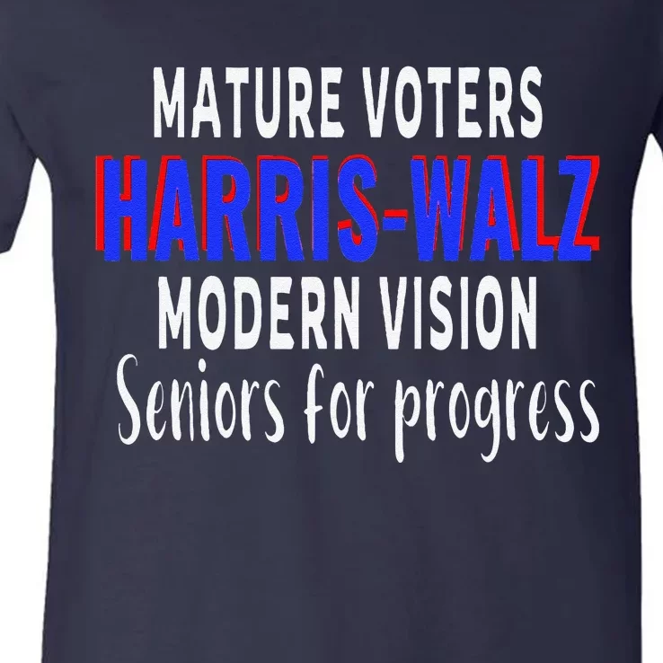 Seniors Support Harris Walz 2024 Election V-Neck T-Shirt