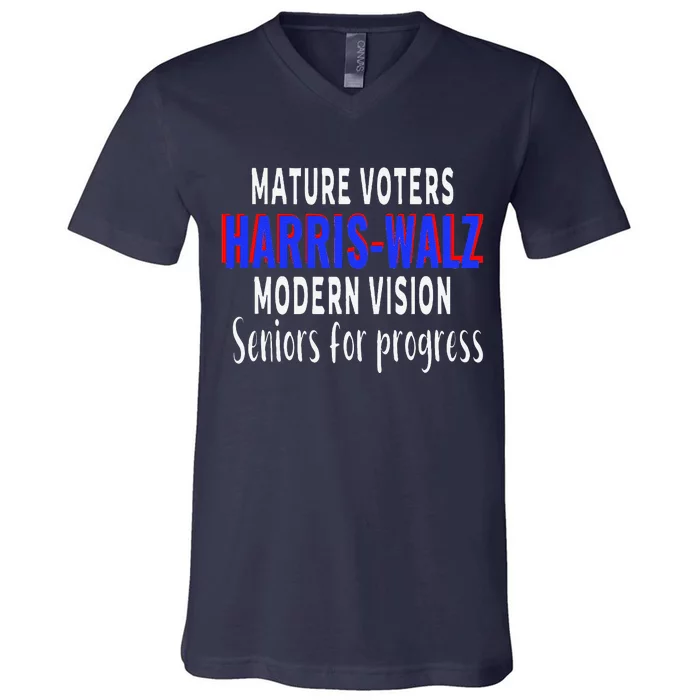 Seniors Support Harris Walz 2024 Election V-Neck T-Shirt