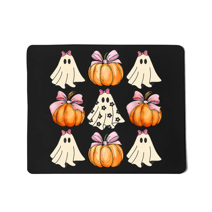 Spooky Season Halloween Ghost Pumpkin Ribbon Coquette Bow Mousepad