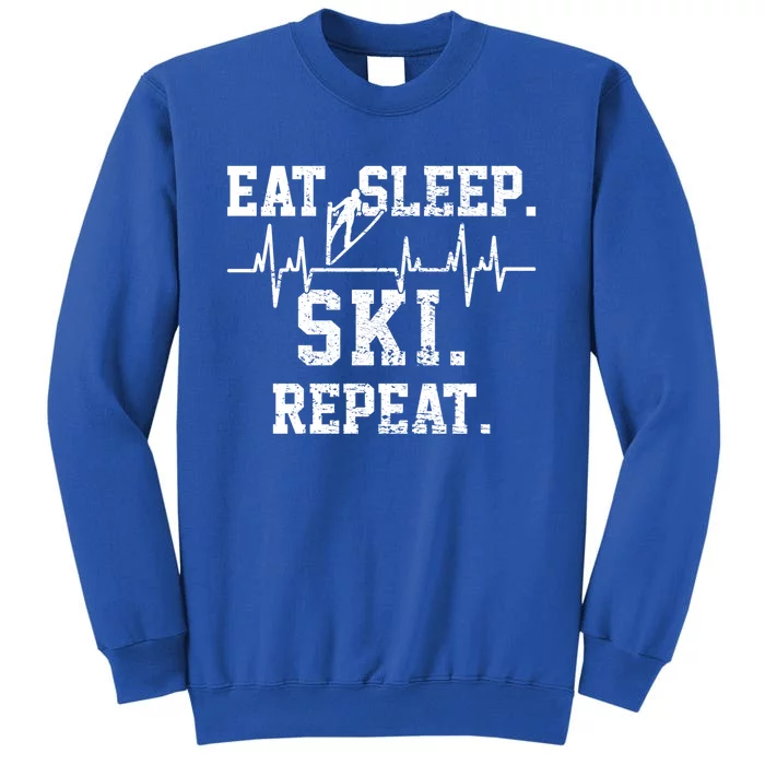 Ski Skiing Heartbeat Gift Tall Sweatshirt